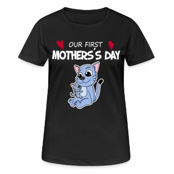 Erster Muttertag - Frauen T-Shirt atmungsaktiv - Schwarz - Vorne - AI Model Female 172 light (172cm)