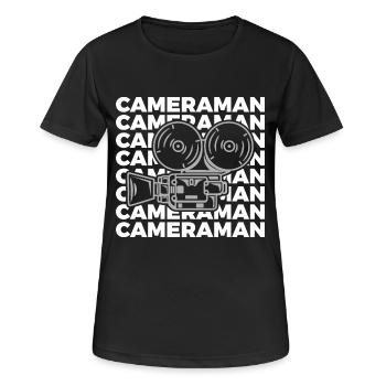 Oldschool Kameramann - Frauen T-Shirt atmungsaktiv - Schwarz - Vorne - AI Model Female 172 light (172cm)
