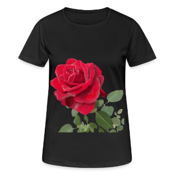 Red rose - Women's Breathable T-Shirt - black - Front - AI Model Female 172 light (172cm)