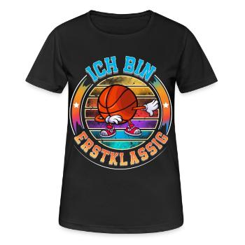 Ich Bin Erstklassig Einschulung Basketball - Frauen T-Shirt atmungsaktiv - Schwarz - Vorne - AI Model Female 172 light (172cm)