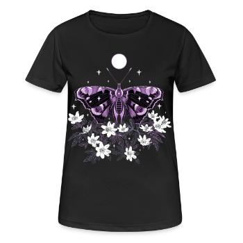 Moth Moth with bush anemones - Women's Breathable T-Shirt - black - Front - AI Model Female 172 light (172cm)