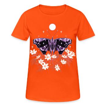 Moth Moth avec des anémones de brousse - T-shirt respirant Femme - orange néon - Devant - AI Model Female 172 dark (172cm)