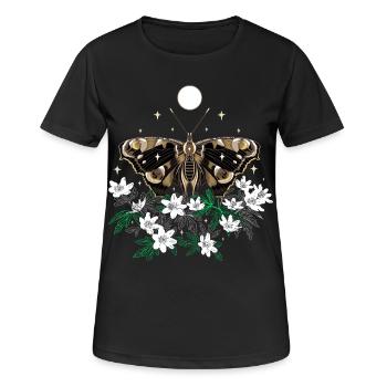 Moth Moth with bush anemones - Women's Breathable T-Shirt - black - Front - AI Model Female 172 light (172cm)