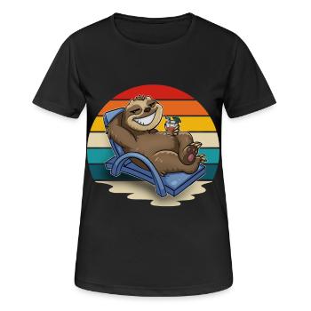 Paresseux Vacanciers Chilling - T-shirt respirant Femme - noir - Devant - AI Model Female 172 light (172cm)