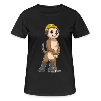Erdmännchen Bergarbeiter Spitzhacke Bergbau - Frauen T-Shirt atmungsaktiv - Schwarz - Vorne - AI Model Female 172 light (172cm)