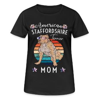 American Staffordshire Maman Rétro - T-shirt respirant Femme - noir - Devant - AI Model Female 172 light (172cm)