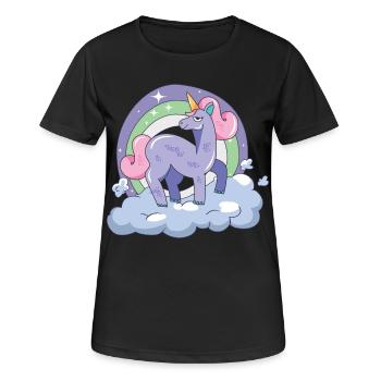 Einhorn auf Wolke sieben - Frauen T-Shirt atmungsaktiv - Schwarz - Vorne - AI Model Female 172 light (172cm)