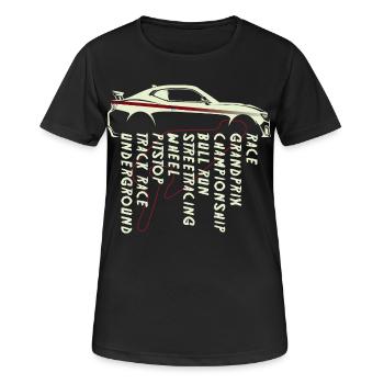 Courses de sport automobile - T-shirt respirant Femme - noir - Devant - AI Model Female 172 light (172cm)