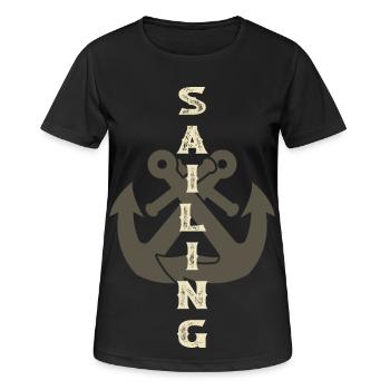 Voilier Voilier Voilier Ancre - T-shirt respirant Femme - noir - Devant - AI Model Female 172 light (172cm)
