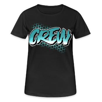 Crew - Frauen T-Shirt atmungsaktiv - Schwarz - Vorne - AI Model Female 172 light (172cm)