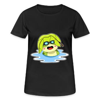 Frosch Sonnenbaden - Frauen T-Shirt atmungsaktiv - Schwarz - Vorne - AI Model Female 172 light (172cm)
