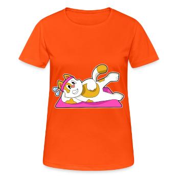 Gymnastique de fitness yoga pour chats - T-shirt respirant Femme - orange néon - Devant - AI Model Female 172 dark (172cm)