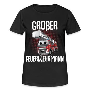 Großer Bruder Großer Feuerwehrmann - Frauen T-Shirt atmungsaktiv - Schwarz - Vorne - AI Model Female 172 light (172cm)