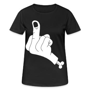 Abgetrennte Hand und Vulgarität (weiß) - Frauen T-Shirt atmungsaktiv - Schwarz - Vorne - AI Model Female 172 light (172cm)
