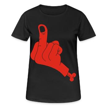 Abgetrennte Hand und Vulgarität (rot) - Frauen T-Shirt atmungsaktiv - Schwarz - Vorne - AI Model Female 172 light (172cm)