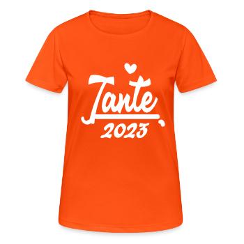 Tante 2023 - Tante werden - Frauen T-Shirt atmungsaktiv - Neonorange - Vorne - AI Model Female 172 dark (172cm)