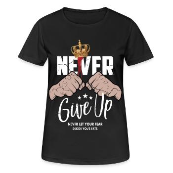 Gib niemals auf - Frauen T-Shirt atmungsaktiv - Schwarz - Vorne - AI Model Female 172 light (172cm)