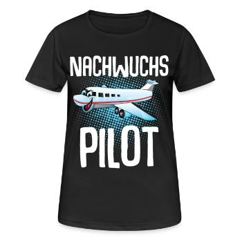 Pilot Kinder Nachwuchs - Frauen T-Shirt atmungsaktiv - Schwarz - Vorne - AI Model Female 172 light (172cm)