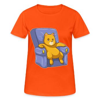 Katze Sofa - Frauen T-Shirt atmungsaktiv - Neonorange - Vorne - AI Model Female 172 dark (172cm)