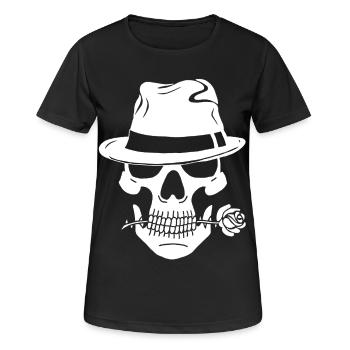 Weißer Gangsterschädel - Frauen T-Shirt atmungsaktiv - Schwarz - Vorne - AI Model Female 172 light (172cm)