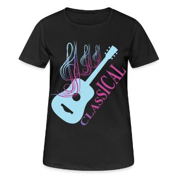 Klassische Gitarren Musik - Frauen T-Shirt atmungsaktiv - Schwarz - Vorne - AI Model Female 172 light (172cm)