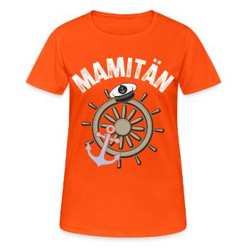Mamitän Kapitän Segeln Motorboot Boot - Frauen T-Shirt atmungsaktiv - Neonorange - Vorne - AI Model Female 172 dark (172cm)