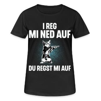 I Reg Mi Net Auf, Du Regst Mi Auf Schwäbisch - Frauen T-Shirt atmungsaktiv - Schwarz - Vorne - AI Model Female 172 light (172cm)