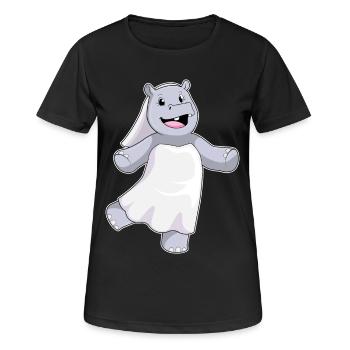 Nilpferd Braut Schleier Hochzeit - Frauen T-Shirt atmungsaktiv - Schwarz - Vorne - AI Model Female 172 light (172cm)