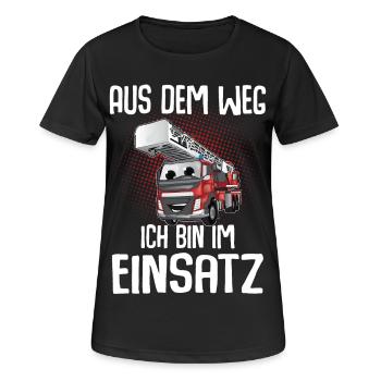 Feuerwehr Aus Dem Weg Ich Bin Im Einsatz - Frauen T-Shirt atmungsaktiv - Schwarz - Vorne - AI Model Female 172 light (172cm)