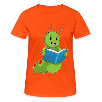 Livre de nerds chenilles - T-shirt respirant Femme - orange néon - Devant - AI Model Female 172 dark (172cm)
