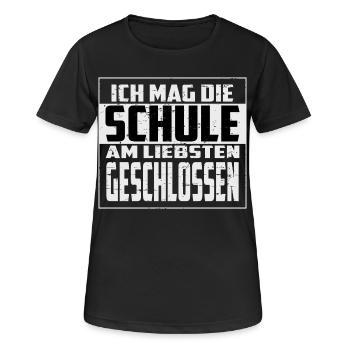 Ich mag die Schule, am liebsten Geschlossen - Frauen T-Shirt atmungsaktiv - Schwarz - Vorne - AI Model Female 172 light (172cm)