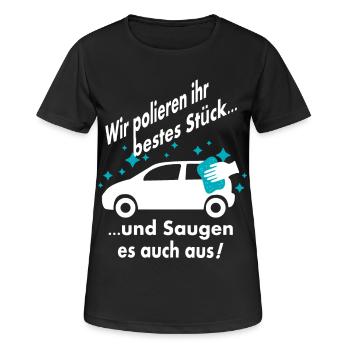 Auto Wäsche - Frauen T-Shirt atmungsaktiv - Schwarz - Vorne - AI Model Female 172 light (172cm)
