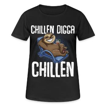 Chillen Digga Chillen Faultier - Frauen T-Shirt atmungsaktiv - Schwarz - Vorne - AI Model Female 172 light (172cm)