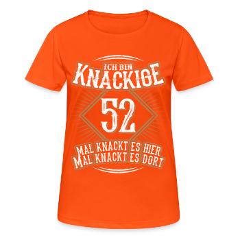 52. Geburtstag Lustig Geschenk - Frauen T-Shirt atmungsaktiv - Neonorange - Vorne - AI Model Female 172 dark (172cm)