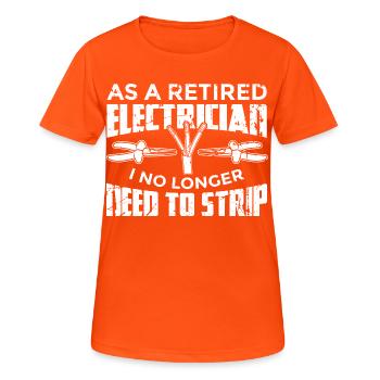 Pensionierter Elektriker - Frauen T-Shirt atmungsaktiv - Neonorange - Vorne - AI Model Female 172 dark (172cm)