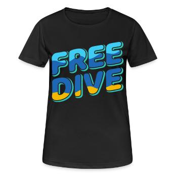 Freedive - One Breath Diving - Freediving World - Frauen T-Shirt atmungsaktiv - Schwarz - Vorne - AI Model Female 172 light (172cm)
