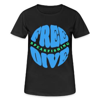 Freedive and Spearfishing Typography - Women's Breathable T-Shirt - black - Front - AI Model Female 172 light (172cm)