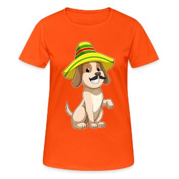 Hund Sombrero - Frauen T-Shirt atmungsaktiv - Neonorange - Vorne - AI Model Female 172 dark (172cm)
