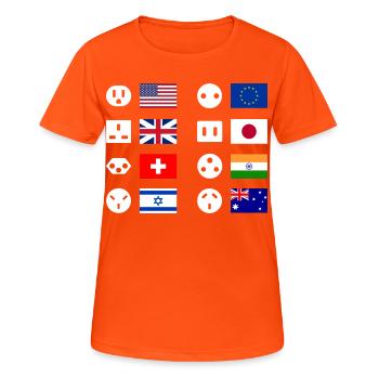 Steckertypen Länderübersicht - Frauen T-Shirt atmungsaktiv - Neonorange - Vorne - AI Model Female 172 dark (172cm)