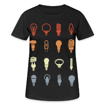 Glühbirnenfassungen - Frauen T-Shirt atmungsaktiv - Schwarz - Vorne - AI Model Female 172 light (172cm)