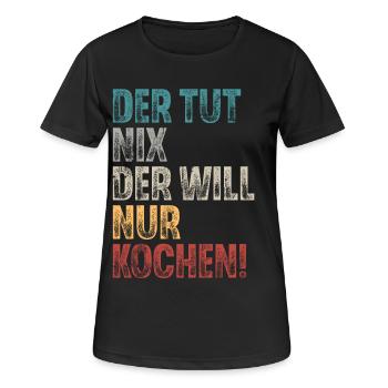Koch - Frauen T-Shirt atmungsaktiv - Schwarz - Vorne - AI Model Female 172 light (172cm)