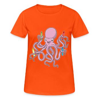Octopus Student Crayons School - Women's Breathable T-Shirt - neon orange - Front - AI Model Female 172 dark (172cm)