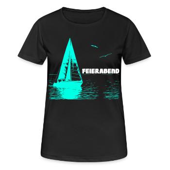 Feierabend Segelboot und 2 Möwen - Frauen T-Shirt atmungsaktiv - Schwarz - Vorne - AI Model Female 172 light (172cm)