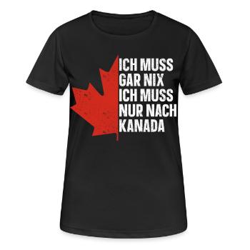 Kanada - Frauen T-Shirt atmungsaktiv - Schwarz - Vorne - AI Model Female 172 light (172cm)