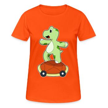 Turtle Skater Skateboard - Women's Breathable T-Shirt - neon orange - Front - AI Model Female 172 dark (172cm)