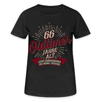 66. Geburtstag Oldtimer - Frauen T-Shirt atmungsaktiv - Schwarz - Vorne - AI Model Female 172 light (172cm)
