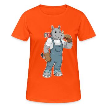 Pompe à eau Rhino Plumber, Artisanat - T-shirt respirant Femme - orange néon - Devant - AI Model Female 172 dark (172cm)