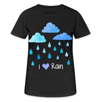 J’aime la pluie, les gouttes de pluie, les nuages météorologiques, l’humidité - T-shirt respirant Femme - noir - Devant - AI Model Female 172 light (172cm)