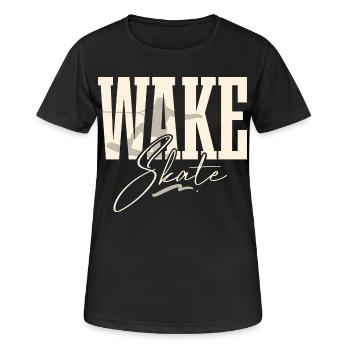 Wakeskate Wakeskating Wakeskater Wakeboard - Frauen T-Shirt atmungsaktiv - Schwarz - Vorne - AI Model Female 172 light (172cm)
