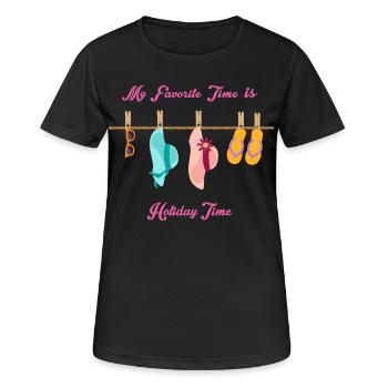 Meine Lieblings Zeit ist Ferien Zeit - Frauen T-Shirt atmungsaktiv - Schwarz - Vorne - AI Model Female 172 light (172cm)